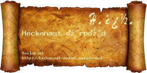 Heckenast Árpád névjegykártya